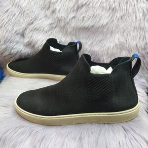 Rothys Chelsea Boots Womens Size 10 Black Blue Knit Pull On Ankle Casual Classic